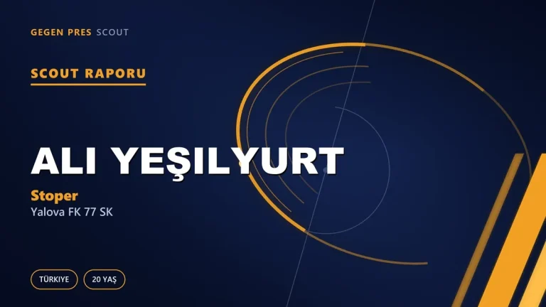 Ali Yeşilyurt Scout Raporu — Yalova FK 77 SK | TFF 3.Lig 20 Yaş Stoper