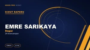 Emre Sarıkaya Scout Raporu — 24 Erzincanspor | TFF 2.Lig 22 Yaş Stoper