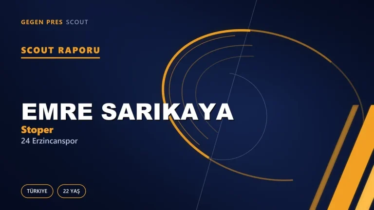 Emre Sarıkaya Scout Raporu — 24 Erzincanspor | TFF 2.Lig 22 Yaş Stoper