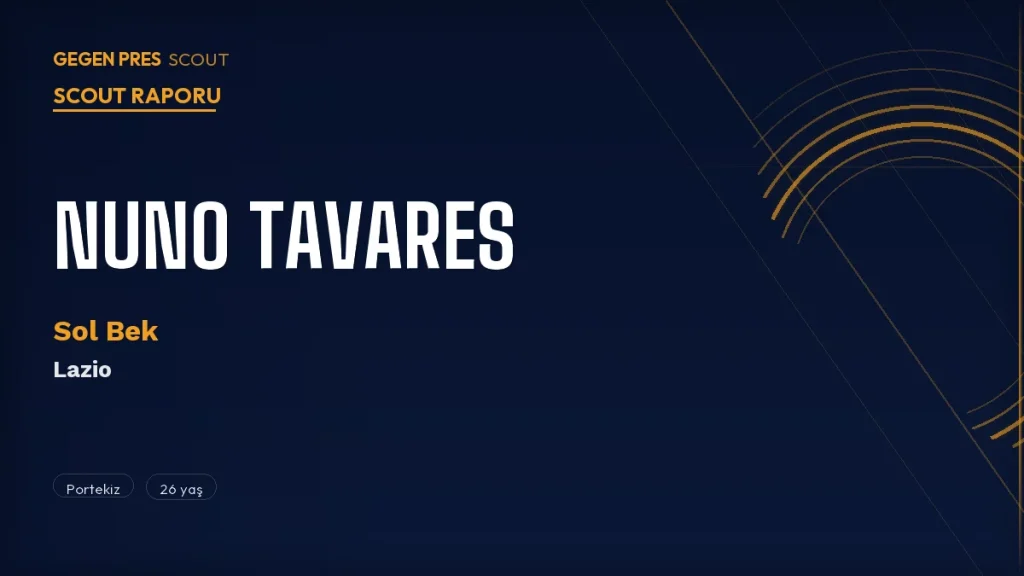 Nuno Tavares Scout Raporu 2026: Lazio’nun Portekizli Sol Bek Fırtınası