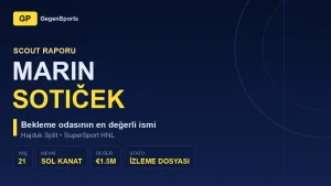 Marin Sotiček Scout Raporu: 1,5 Milyon €’luk Genç Kanat Hangi Soruyu Bekliyor?
