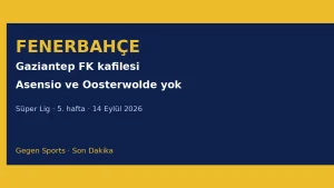 Fenerbahçe Gaziantep FK kafilesi açıklandı: Asensio ve Oosterwolde yok