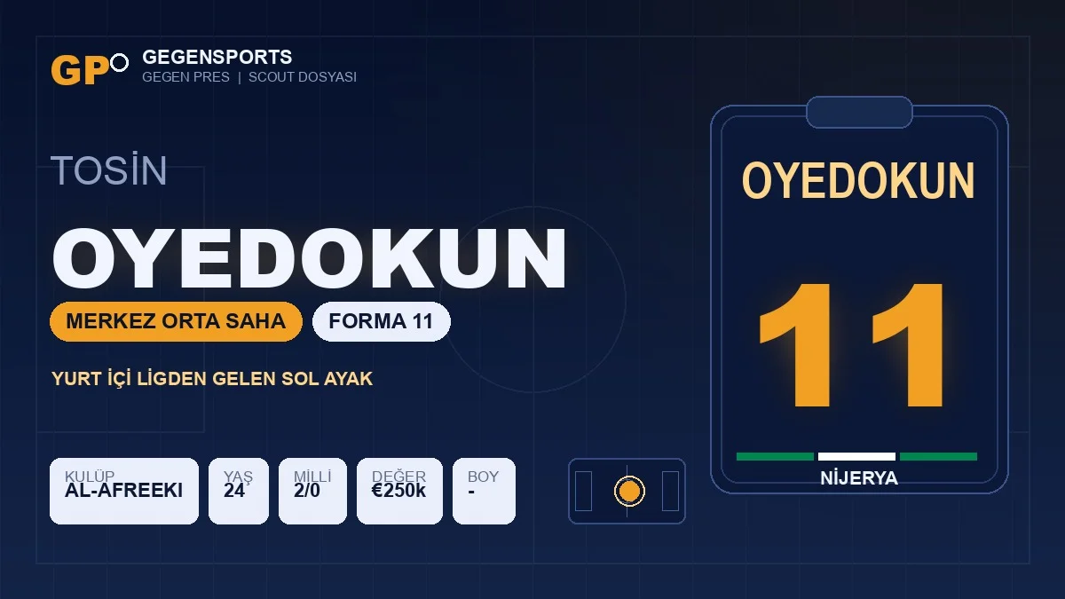 Gegen Pres | Nijerya’nın 11 Numarası Tosin Oyedokun: Yurt İçi Ligden Millî Takıma