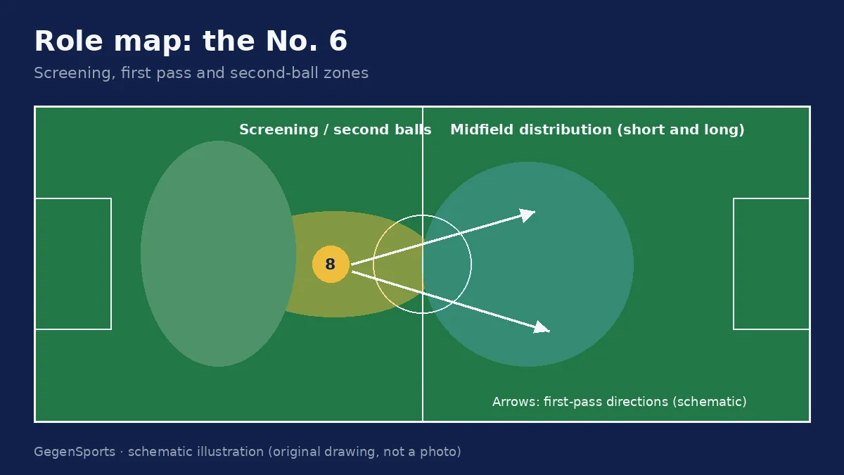 Alexandre Lauray playing style: defensive midfielder role map schematic